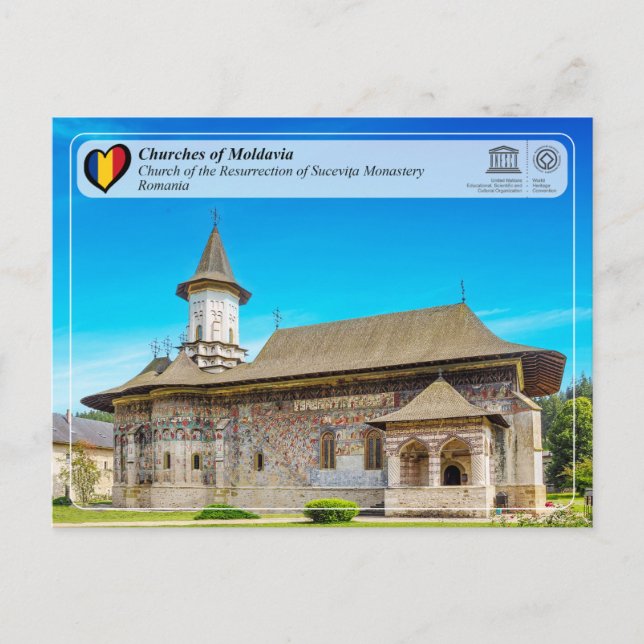Unesco WHS - Moldaviens kyrkor - Sucevita Vykort (Framsida)