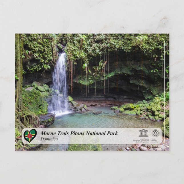 Unesco WHS - Morne Trois Pitons nationalpark Vykort (Framsida)