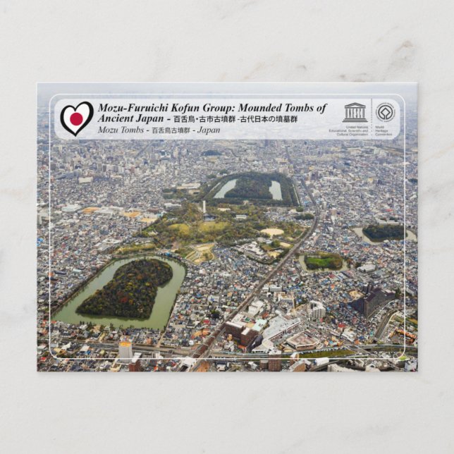 UNESCO WHS - Mozu Tumbs - 百舌鳥古墳群 Vykort (Framsida)