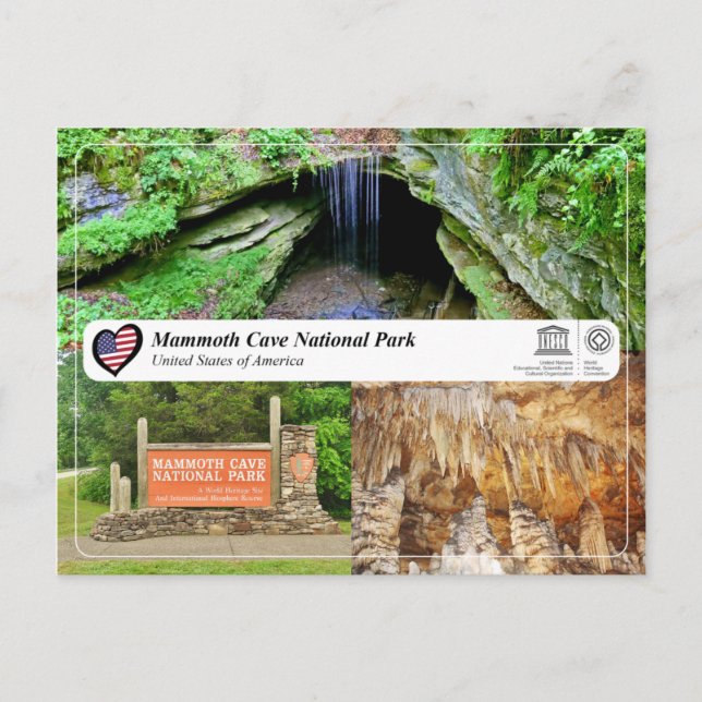 Unesco WHS - nationalparken Mammoth Cave Vykort (Framsida)