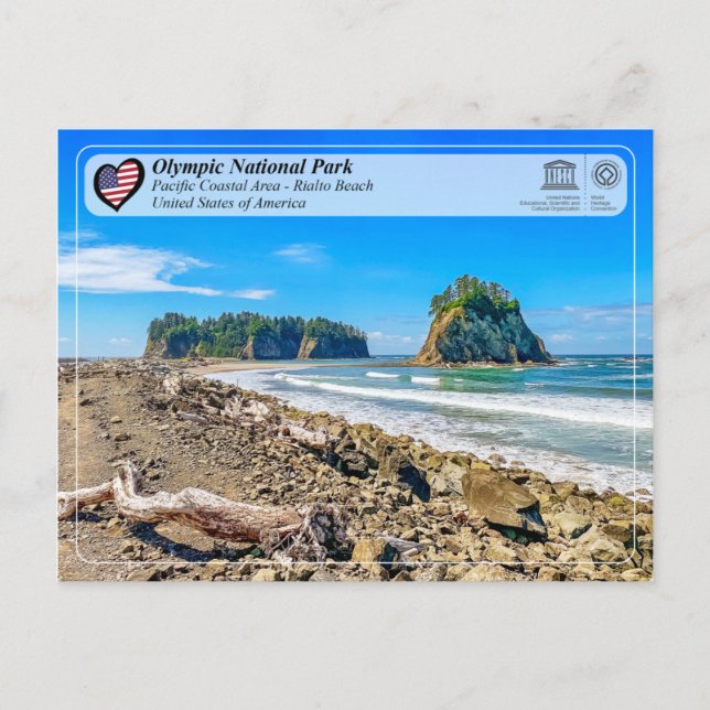 Unesco WHS - Olympic National Park - Rialto Beach Vykort (Framsida)