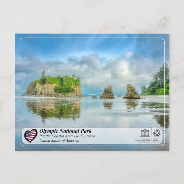 Unesco WHS - Olympic National Park - Ruby Beach Vykort (Framsida)