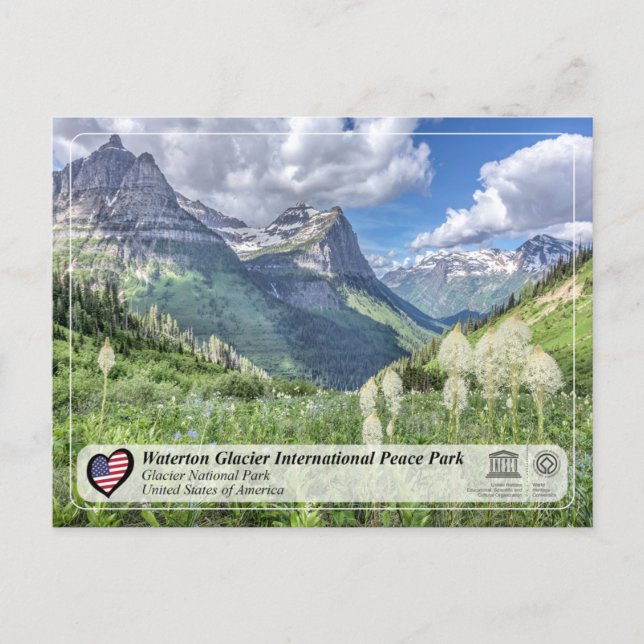 Unesco WHS - vykort för Glacier National Park (Framsida)