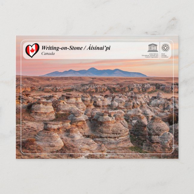 UNESCO WHS - Writing on-Stone / Áísínai’pi Vykort (Framsida)