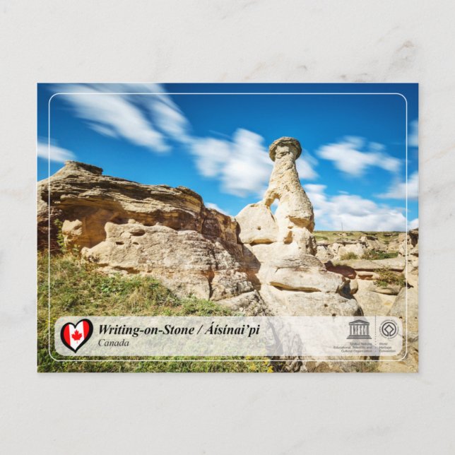 UNESCO WHS - Writing on-Stone / Áísínai’pi Vykort (Framsida)