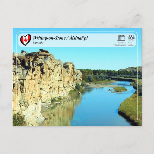 UNESCO WHS - Writing on-Stone / Áísínai’pi Vykort (Framsida)