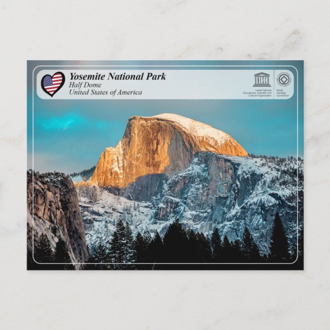 Unesco WHS - Yosemite National Park - Halva Dome Vykort (Framsida)