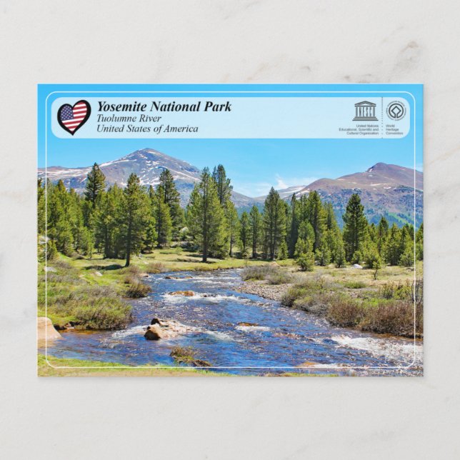 UNESCO WHS - Yosemite NP - Tuolumne River Postcard Vykort (Framsida)
