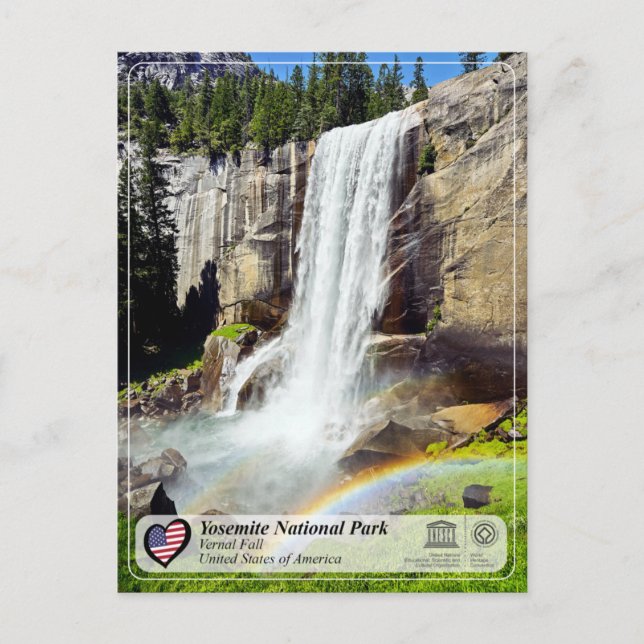 Unesco WHS - Yosemite NP - Vernal Fall Vykort (Framsida)