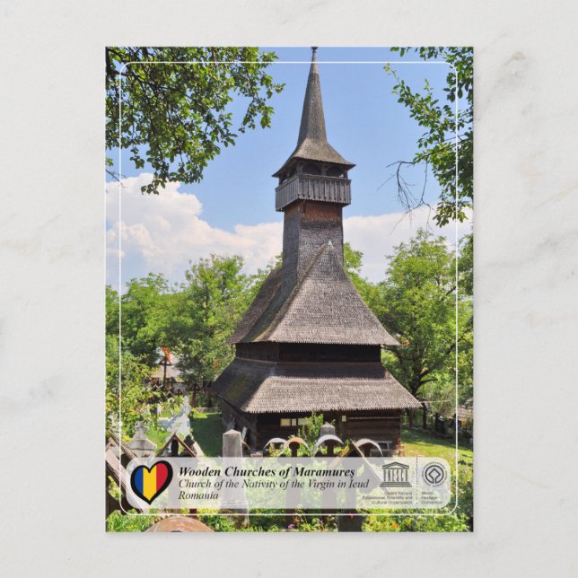 Unescos kyrka för jungfrun, Ieud Vykort (Framsida)