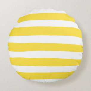 Uneven Rand - Lemon Gult and White Rund Kudde
