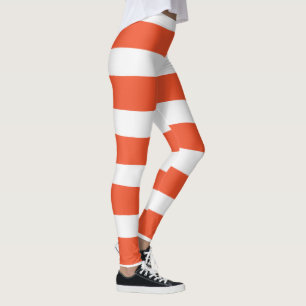 Uneven Rand - Orange och vit Leggings