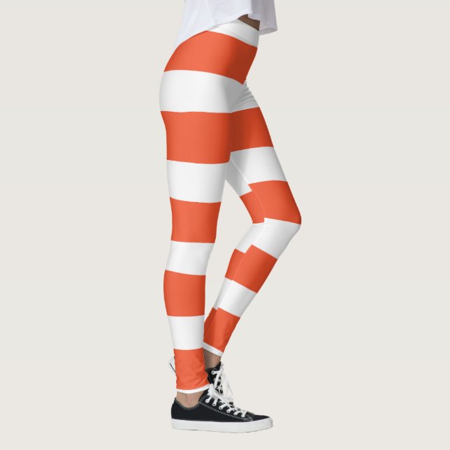 Uneven Rand - Orange och vit Leggings (Höger)
