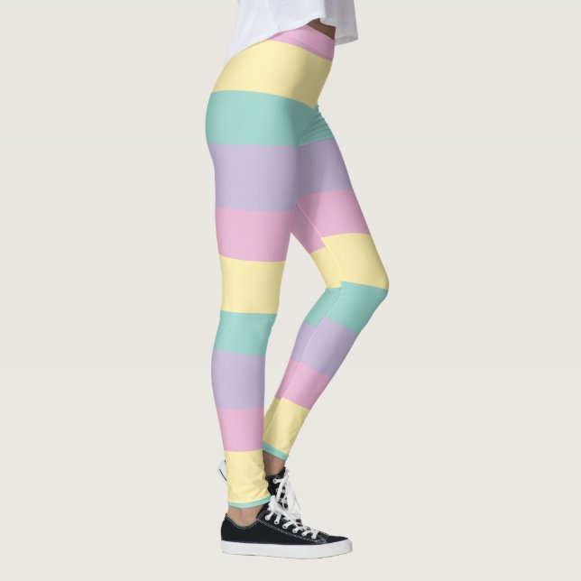 Uneven Rand-Pastellns Rosa, Gult, Lila och Grönt Leggings (Höger)