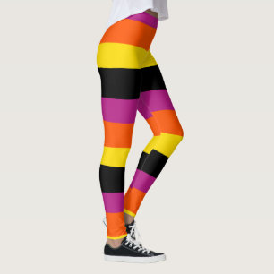 Uneven Rand - Svart, Rosa, Orange och Gult Leggings