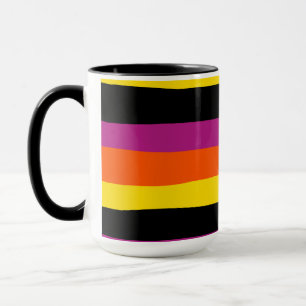 Uneven Rand - Svart, Rosa, Orange och Gult Mugg