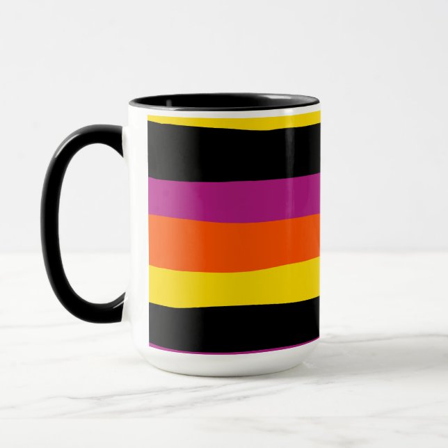 Uneven Rand - Svart, Rosa, Orange och Gult Mugg (Vänster)