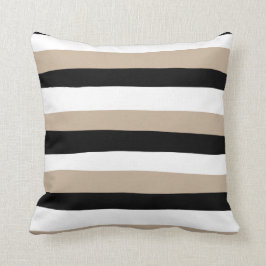 Uneven Rand - Taupe, Black and White Kudde