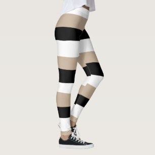 Uneven Rand - Taupe, Black and White Leggings