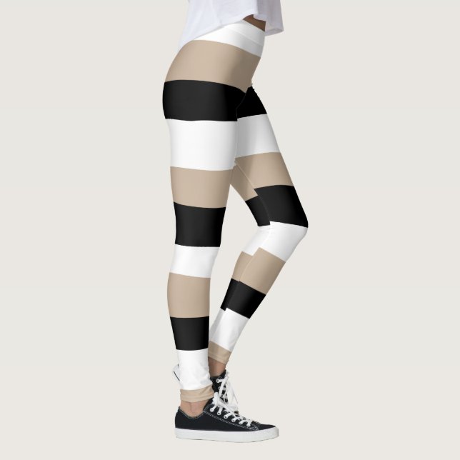 Uneven Rand - Taupe, Black and White Leggings (Höger)