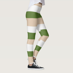 Uneven Rand - Vita, Sand och Handflatan Grönt Leggings