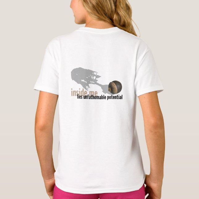 "unfathomable potentiell" flicka HOODIEbackprint Tee (Baksida)