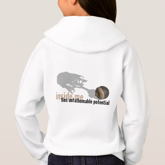 "unfathomable potentiell" flicka HOODIEbackprint Tee (Baksida)