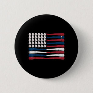 Ung Amerikansk Flagg Basebollträ Patriotisk Knapp