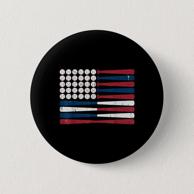 Ung Amerikansk Flagg Basebollträ Patriotisk Knapp (Framsida)