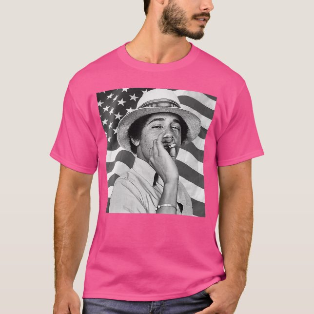 Ung Barack Obama Patriotisk Rökning T Shirt (Framsida)