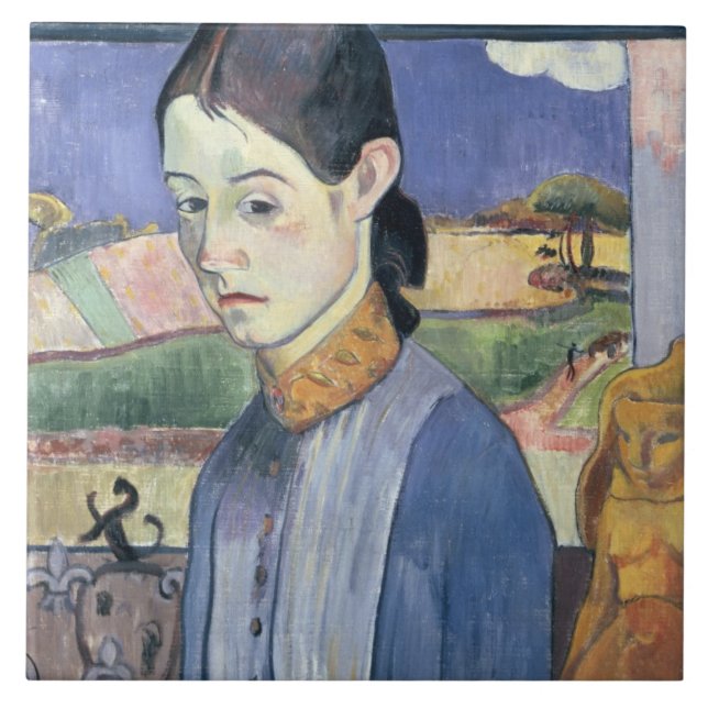 Ung Breton kvinna, 1889 (olja på kanfas) Kakelplatta (Framsidan)