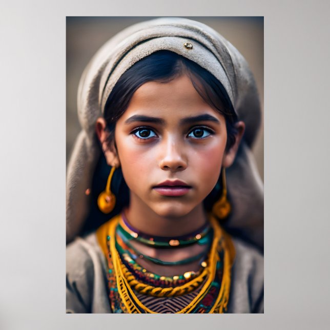 ung, brun flicka från Nordafrika Poster (Framsidan)