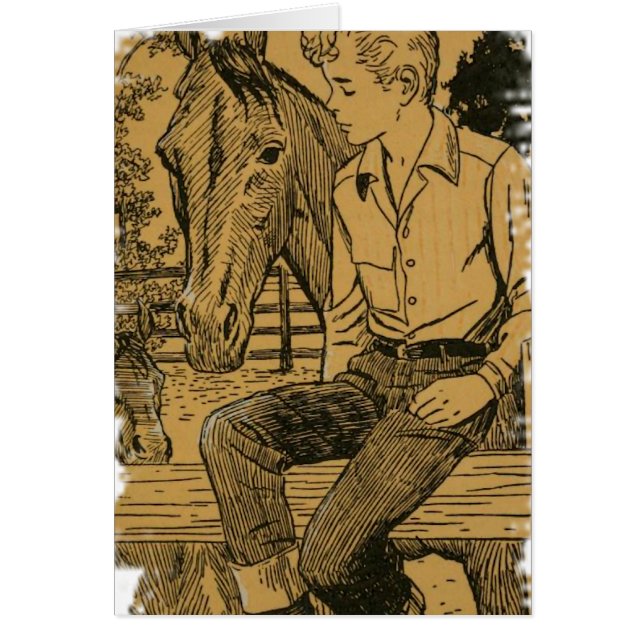 Ung Cowboy och hans häst Hälsningskort (Framsidan)