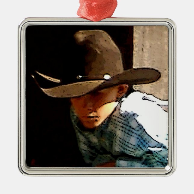 Ung Cowboyjulprydnad Julgransprydnad Metall (Framsidan)