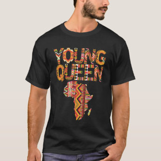 Ung drottning Afrika Karta Kente Mönster Svart His T Shirt