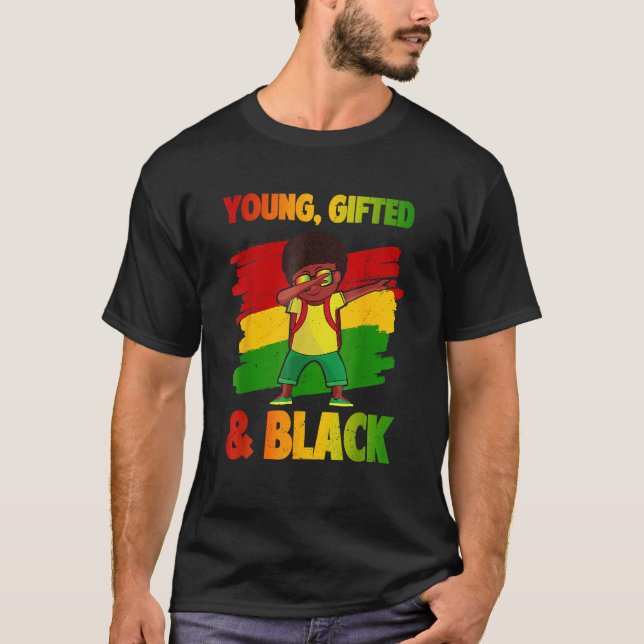Ung Ed & Black History Month Kids Cute Dabbing B T Shirt (Framsida)