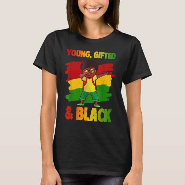 Ung Ed & Black History Month Kids Cute Dabbing B T Shirt (Framsida)
