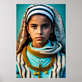 ung, fattig, brun flicka från Nordafrika Poster