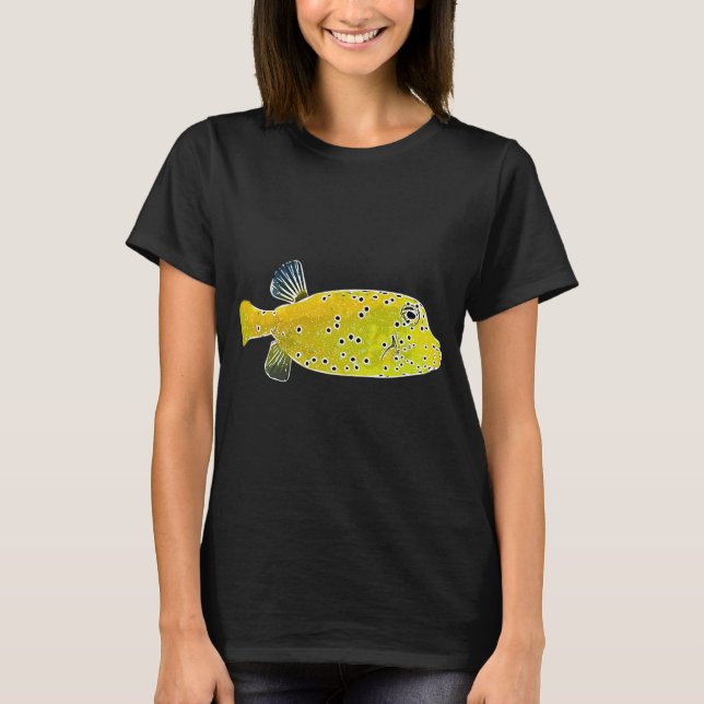 Ung fläckig koffertfisk vit alternativ design t shirt (Framsida)