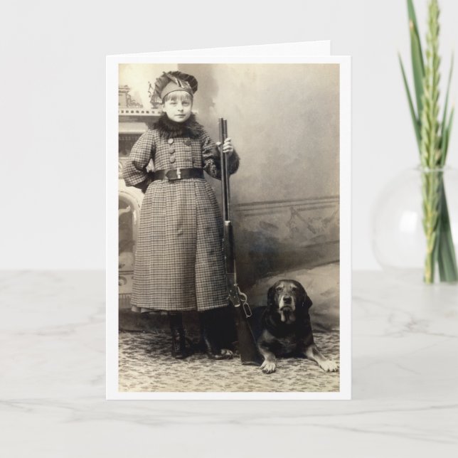 Ung flicka 1900 och henne hund kort (Framsida)