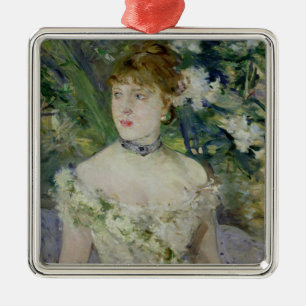 Ung flicka i en bollkappa, 1879 julgransprydnad metall