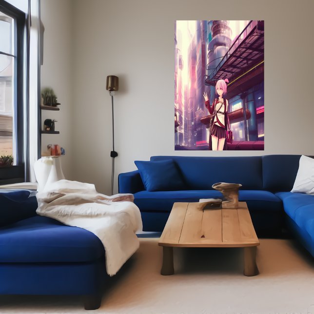 Ung flicka i staden | AI Art Poster (Skapare uppladdad)