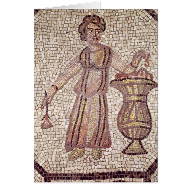 Ung flicka med blommor hälsningskort (Framsidan)