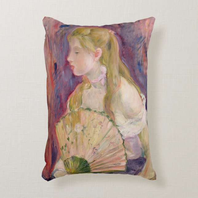 Ung flicka med en fläkt, 1893 prydnadskudde (Framsidan(Vertikal))