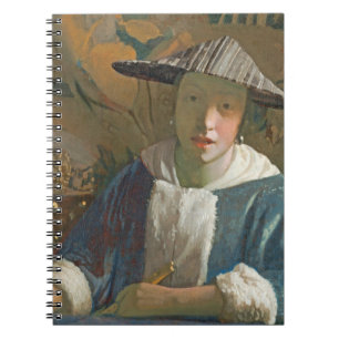 Ung flicka med en flöjt, c.1665-70 anteckningsbok med spiral