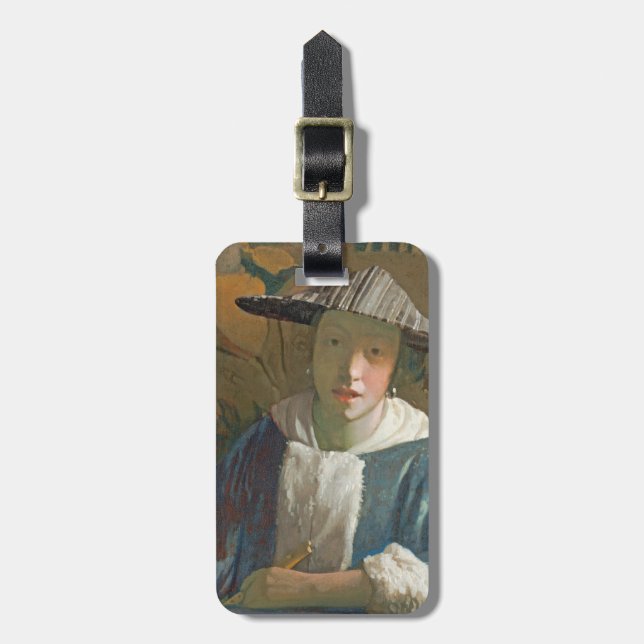 Ung flicka med en flöjt, c.1665-70 bagagebricka (Vertikal Framsida)
