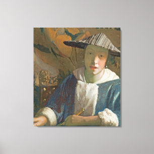 Ung flicka med en flöjt, c.1665-70 canvastryck