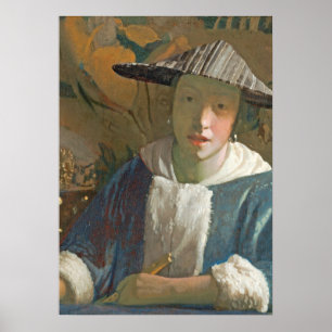 Ung flicka med en flöjt, c.1665-70 poster