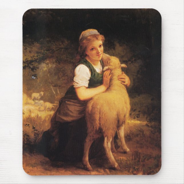 Ung flicka med lamben musmatta (Framsidan)