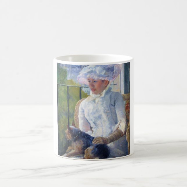 Ung flicka och hennes hund, Mary Cassatt Kaffemugg (Center)
